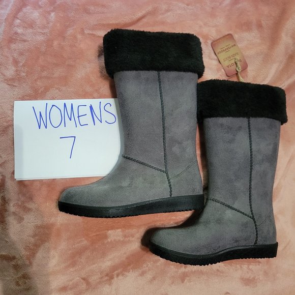Womens Size 7 Electric Karma Dakota Gray Ultra Suede Plush Lined Rain Boots NWOT - Picture 1 of 11